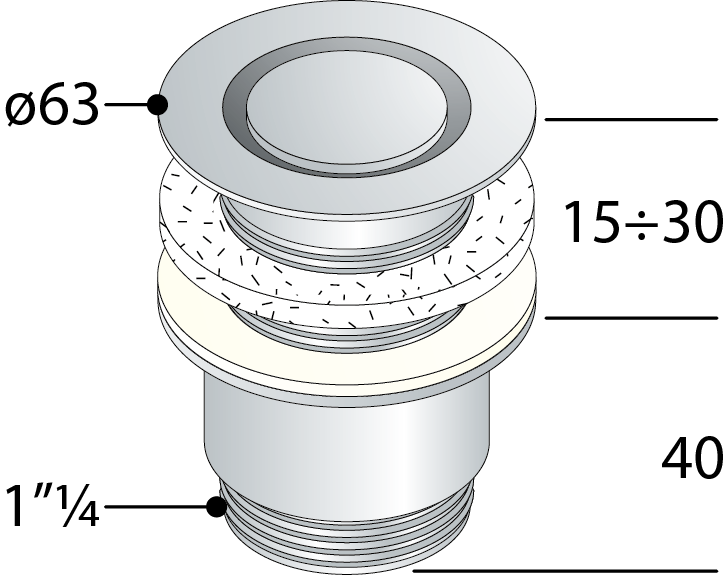 Sapho Accessoire Omp Tea - Bonde non refermable 1 1/4 , rond