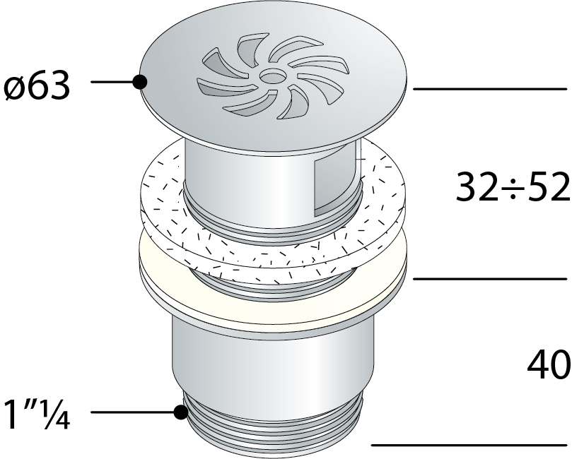 Embellecedor rebosadero para lavabo - bidé cromo