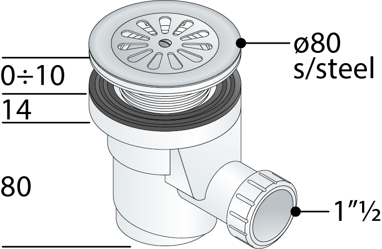 Drain Bonde de douche 115mm pour receveur de douche à l'italienne