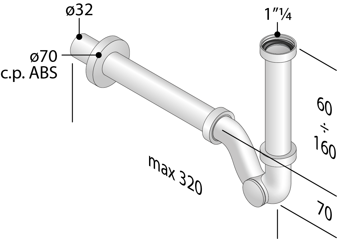 sifón bote lavabo abs cromado, drena